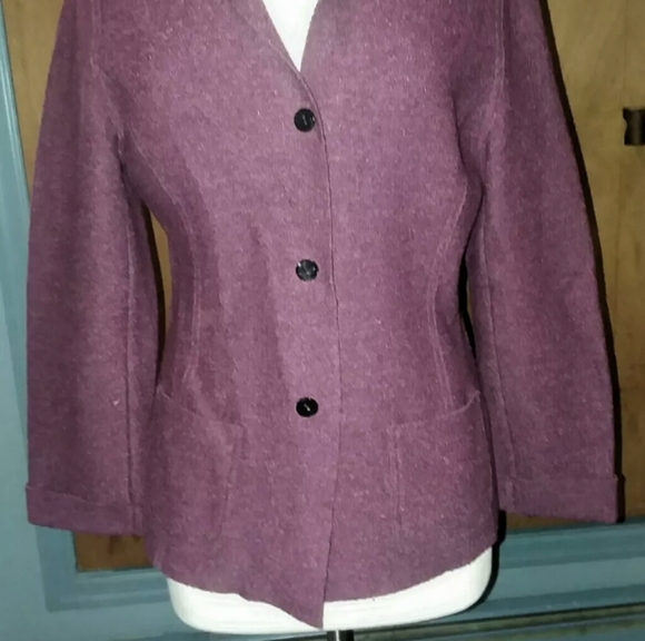 Lord & Taylor Wool Jacket Button Front Long Sleeve coat Blazer red purple - Picture 2 of 2
